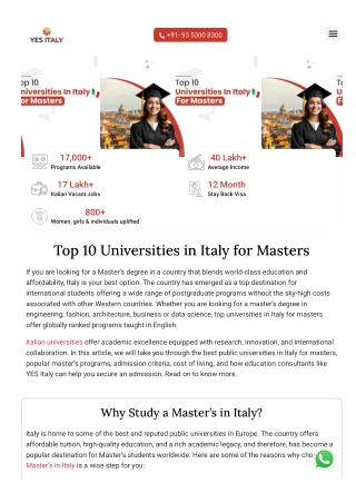 Masters in Italy: Top 10 Universities Guide