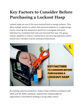 Key Factors to Consider Before Purchasing a Lockout Hasp