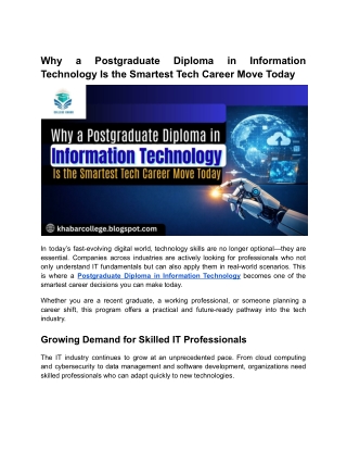 Why a Postgraduate Diploma in Information Technology Is the Smartest Tech Career Move Today
