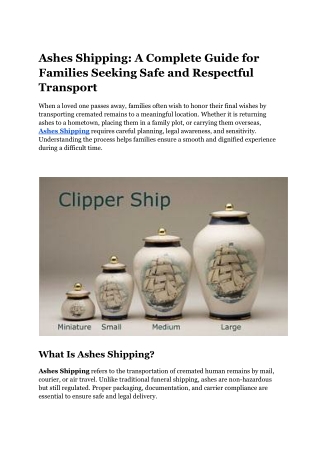 Ashes Shipping