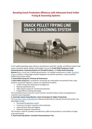 Boosting Snack Production Efficiency with Advanced Snack Pellet Frying