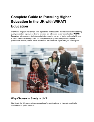Complete Guide to Pursuing Higher Education in the UK with WIKATI Education