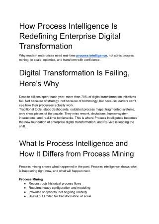 How Process Intelligence Is Redefining Enterprise Digital Transformation