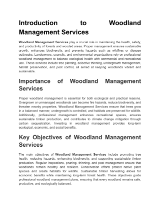 Introduction to Woodland Management Services