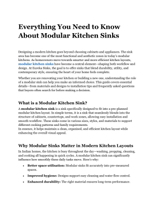Everything You Need to Know About Modular Kitchen Sinks