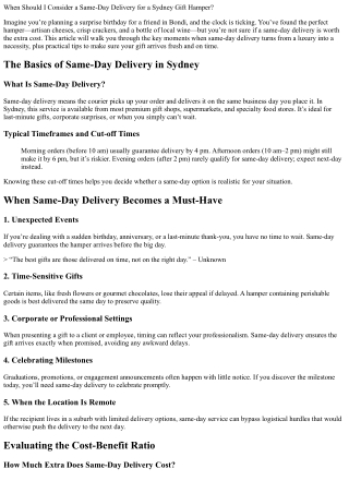 When Should I Consider a Same‑Day Delivery for a Sydney Gift Hamper?