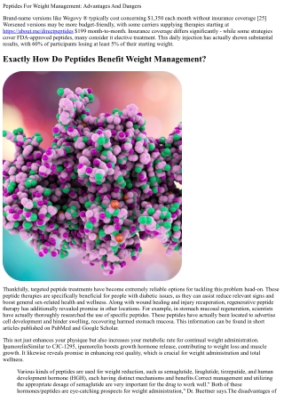 Peptides For Weight Reduction Semaglutide, Ozempic And Tirzepatide