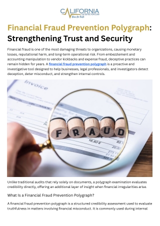 Financial Fraud Prevention Polygraph - Strengthening Trust and Security