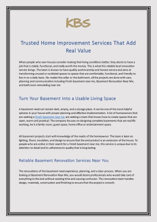 Trusted Home Improvement Services That Add Real Value