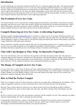 Live Sex Cameras: The Adventure of Enjoying Camgirls Strip in Real-Time