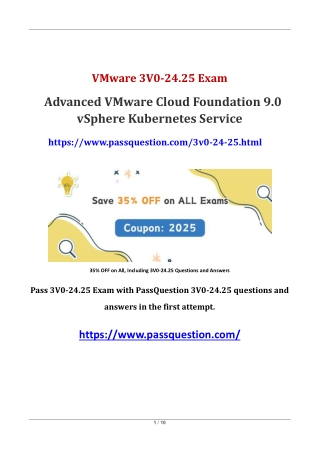 3V0-24.25 VMware Cloud Foundation 9.0 vSphere Kubernetes Service PDF Questions