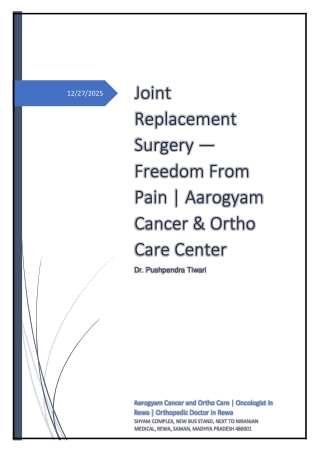 Joint Replacement Surgery — Freedom From Pain Aarogyam Cancer & Ortho Care Center