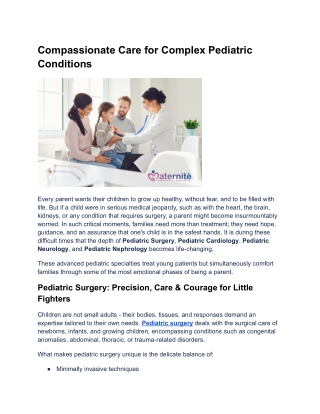 Compassionate Care for Complex Pediatric Conditions