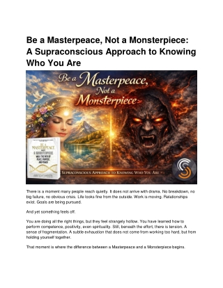 Be a Masterpeace, Not a Monsterpiece: A Supraconscious Approach to Knowing Who Y