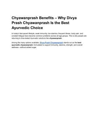 Chyawanprash Benefits – Why Divya Prash Chyawanprash Is the Best Ayurvedic Choice