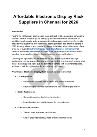 Affordable Electronic Display Rack Suppliers in Chennai for 2026