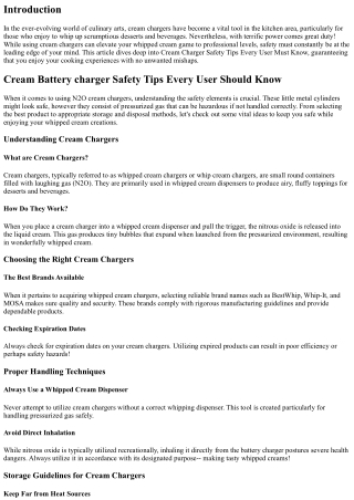 Cream Charger Safety Tips Every User Ought To Know