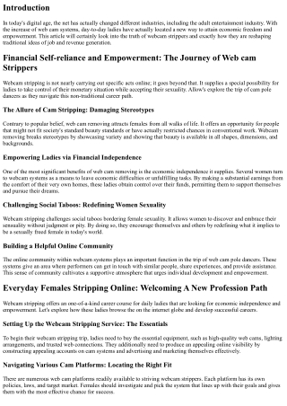 Financial Independence and Empowerment: The Reality of Webcam Strippers