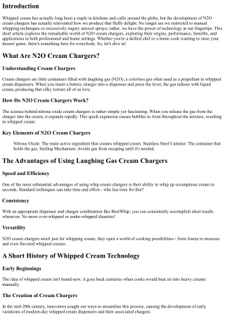 Checking out the World of N2O Cream Chargers: A Whipping Revolution