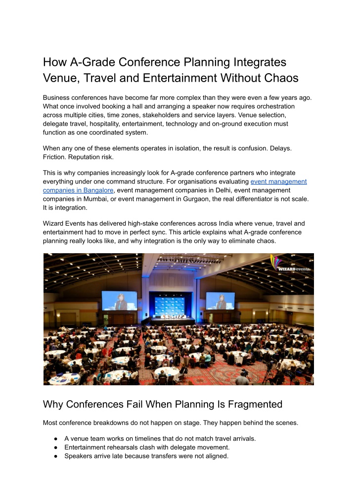 PPT - How A-Grade Conference Planning Integrates Venue, Travel and ...