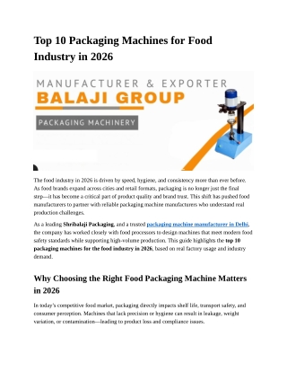 Top 10 Packaging Machines for Food Industry in 2026