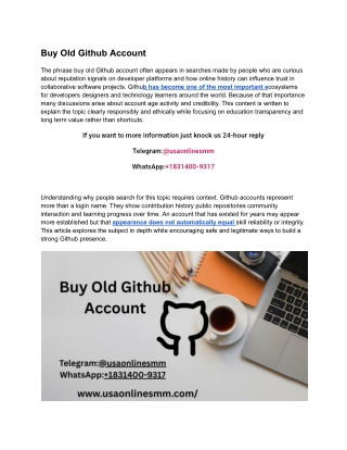 Step-by-Step Instructions for Acquiring Old GitHub Accounts