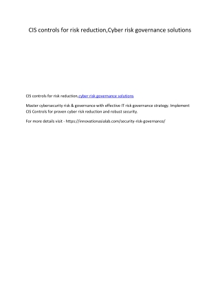 Cyber risk governance solutions
