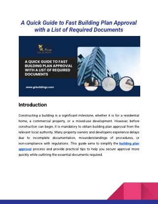A Quick Guide to Fast Building Plan Approval with a List of Required Documents_GR Group
