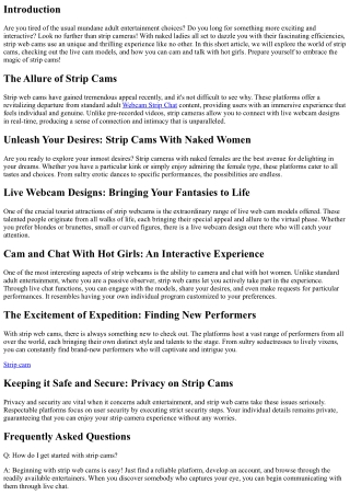 Captivating Performances Await: Accept the Magic of Strip Cams