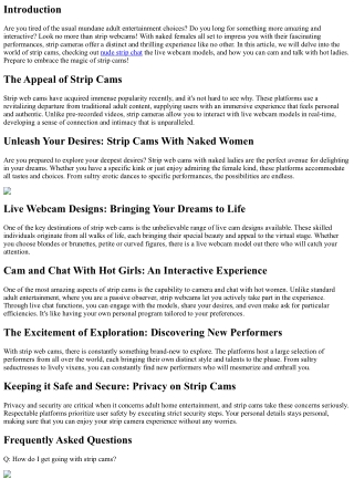 Fascinating Performances Await: Welcome the Magic of Strip Cams