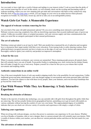 Getaway into Dream: Discover Webcam Models Removing absolutely free