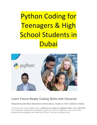 Python for Teenagers & High School Students in Dubai