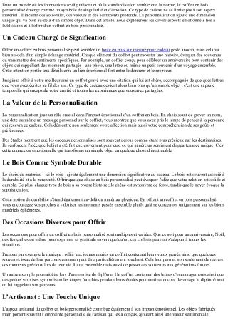 L'Impact Émotionnel d'un Coffret en Bois Personnalisé