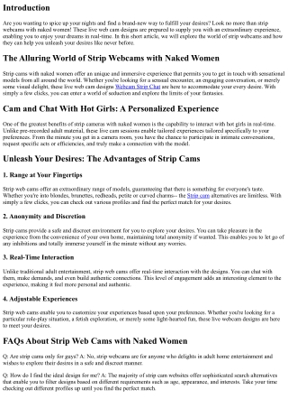 Strip Cameras with Naked Ladies: Release Your Desires in Real-Time