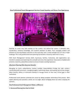 How Professional Event Management Services Create Seamless and Stress-Free