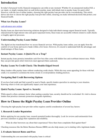 How to Choose the Right Payday Loan Provider Online
