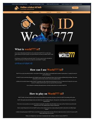 World777 ID Login – Online Cricket ID Hub