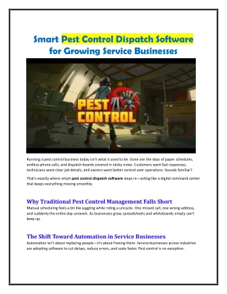 Smart Pest Control Dispatch Software for Growing Service Businesses