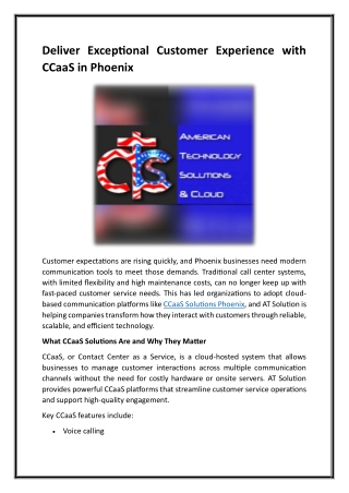 Deliver Exceptional Customer Experience with CCaaS in Phoenix