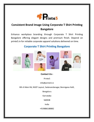 Consistent Brand Image Using Corporate T Shirt Printing Bangalore