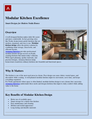 Modular Kitchen Excellence: Smart Designs for Modern Noida Homes
