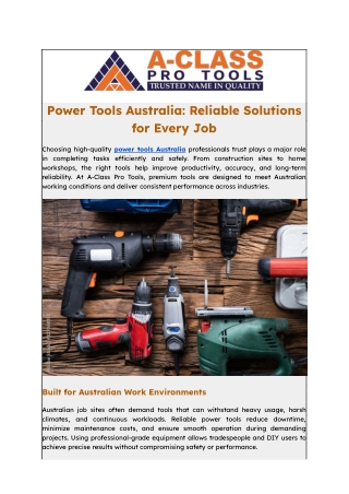 Power Tools Australia_ Reliable Solutions for Every Job