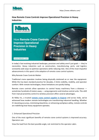 How Remote Crane Controls Improve Operational Precision in Heavy Industries