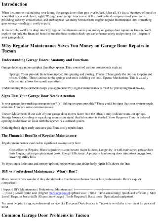 Why Regular Maintenance Saves You Money on Garage Door Repairs in Tucson