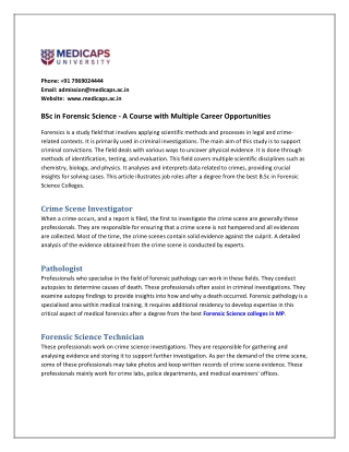 BSc in Forensic Science - A Course with Multiple Career Opportunities