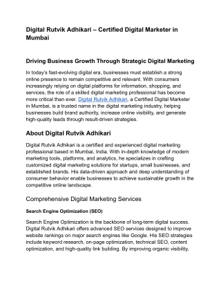 Digital Rutvik is Certified Digital Marketer in Mumbai.