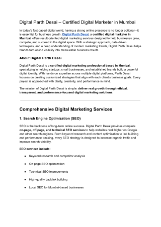 Digital Parth Desai – Certified Digital Marketer in Mumbai