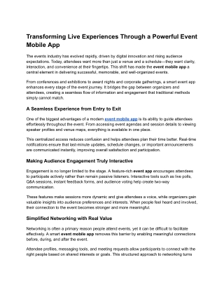 Transforming Live Experiences Through a Powerful Event Mobile App