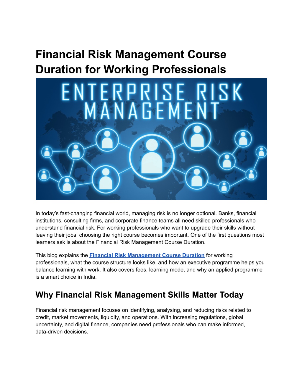 Financial Risk Management Course Pdf PPT - Financial Risk Management Course Duration for Working ...