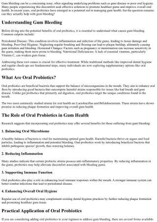 Can Oral Probiotics Help with Gum Bleeding? Find Out Here!
